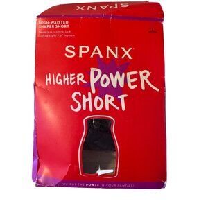 Spanx Highter Power Short Black Size Large NWB High Waist Silcone Waist